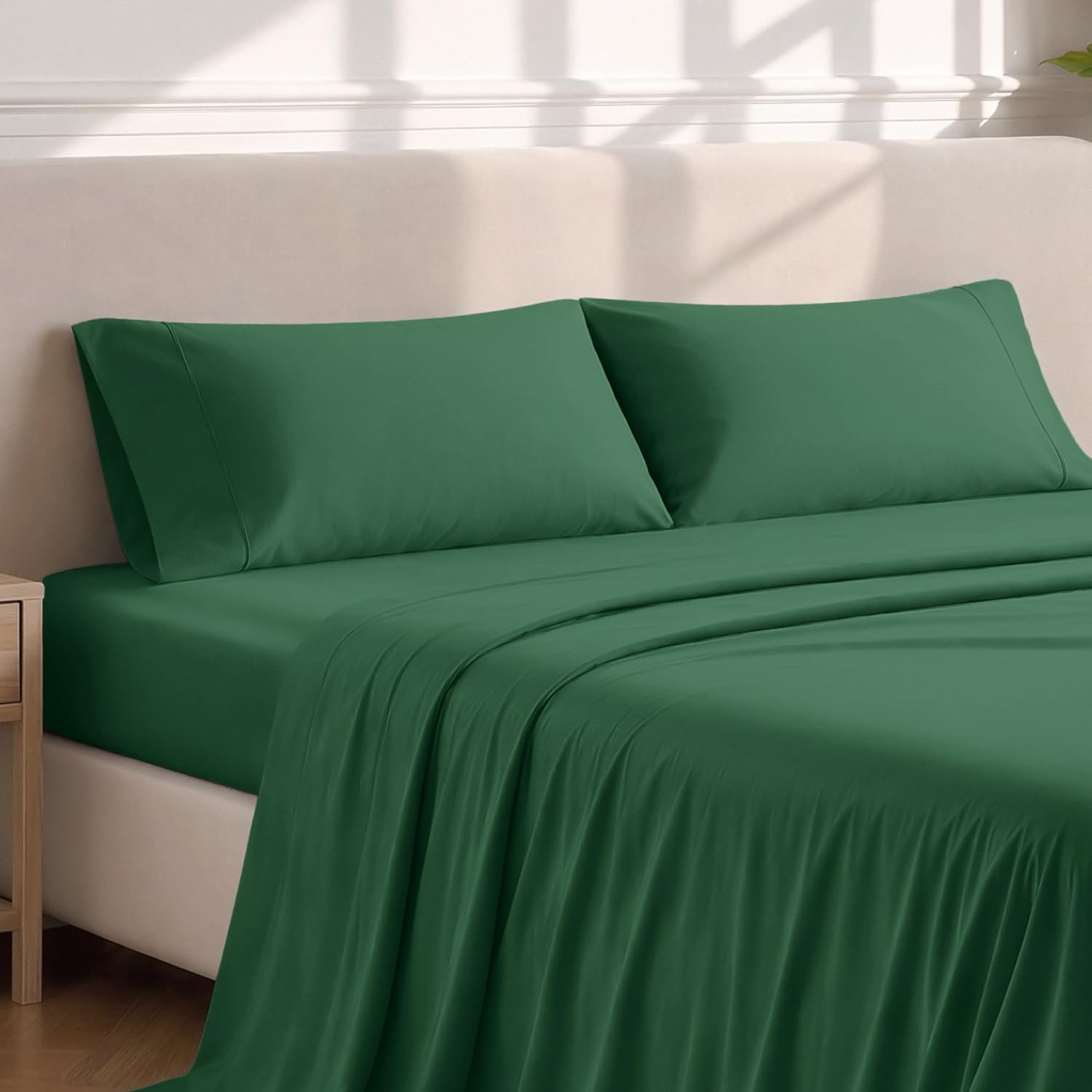 BareHome Bare Home Microfiber Pillow Cases - King Size Set of 2 - Cooling Pillowcases - Double Brushed - Forest Green Pillowcases 2 Pack -…