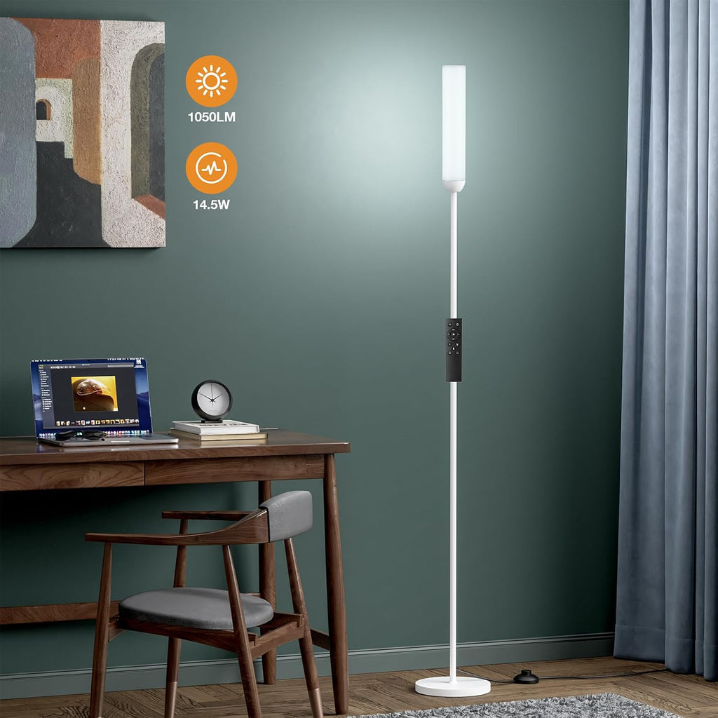 Ambimall LED Floor Lamp with Remote Control, 65" Standing lamp with Stepless Adjustable 3000K-6500K Colors & 30-100% Brightness, Foot…