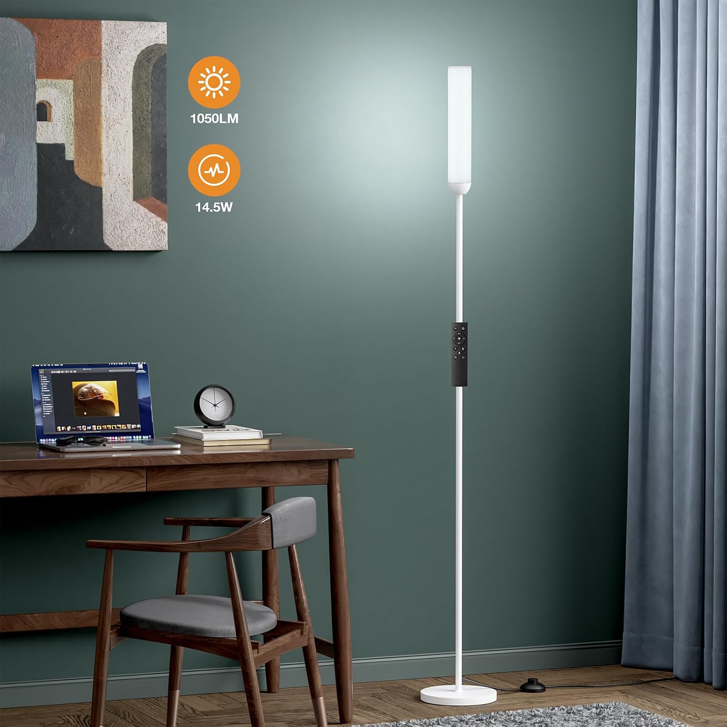 Ambimall LED Floor Lamp with Remote Control, 65" Standing lamp with Stepless Adjustable 3000K-6500K Colors & 30-100% Brightness, Foot…