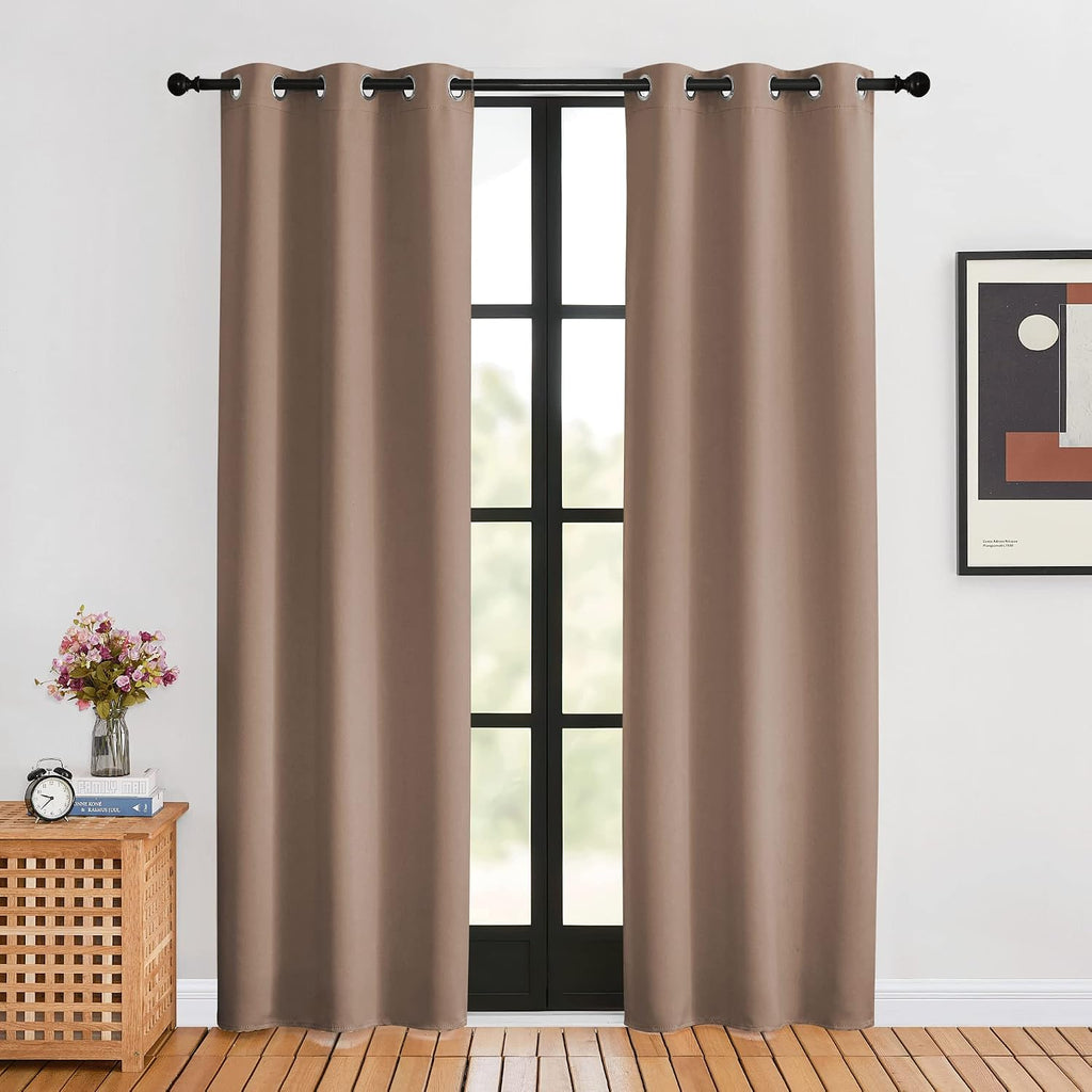 NICETOWN Blackout Window Curtains 80 inch Long, 2 Panels, 34 inch, Cappuccino, Grommet Top Room Darkening Thermal Insulated Solid…