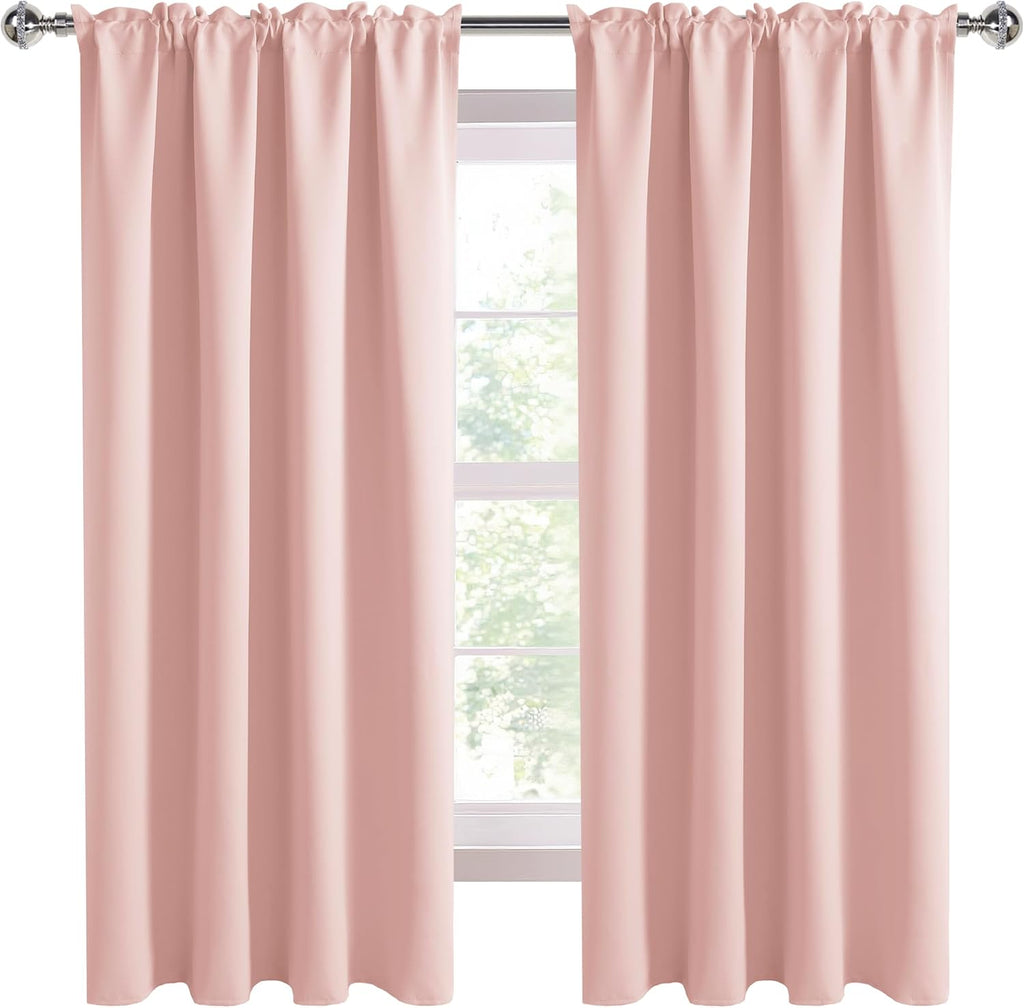 DWCN Blackout Curtains – Thermal Insulated, Energy Saving & Noise Reducing Bedroom and Living Room Curtains, Blush Pink, W 42x L 63 Inch…