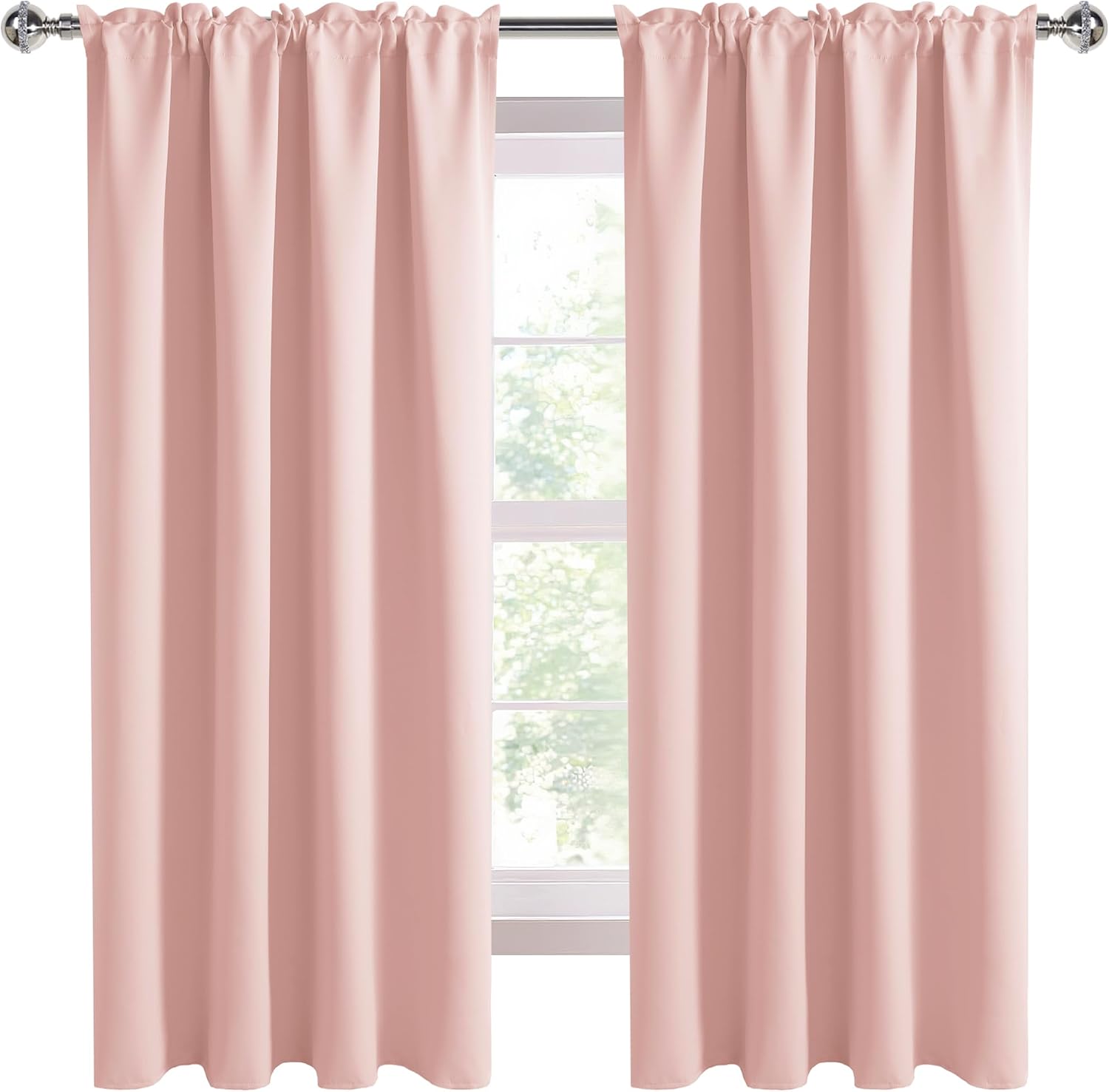 DWCN Blackout Curtains – Thermal Insulated, Energy Saving & Noise Reducing Bedroom and Living Room Curtains, Blush Pink, W 42x L 63 Inch…