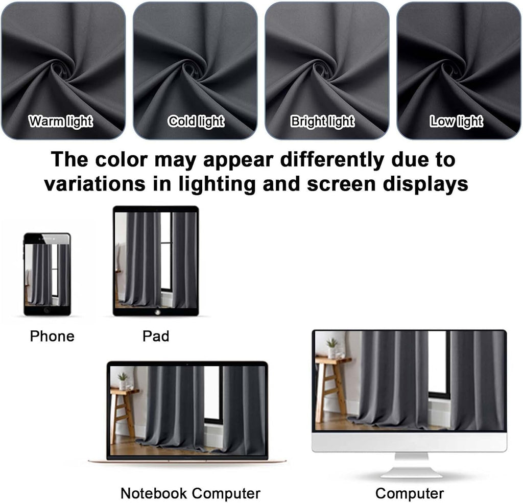 Gwine Charcoal Grey Blackout Curtains for Bedroom 84 inches Long 2 Panels Set, Solid Noise Reducing Thermal Insulated Blackout Curtains…