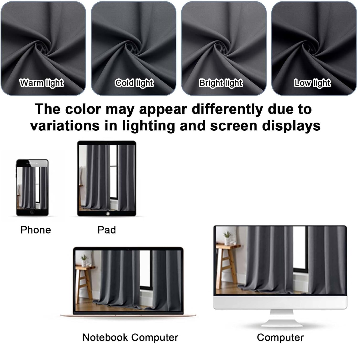 Gwine Charcoal Grey Blackout Curtains for Bedroom 96 Inch Length, Room Darkening Energy Saving Black Out Curtains for Living Room, Window…
