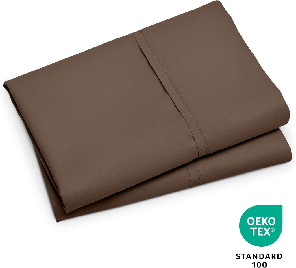 BareHome Bare Home Microfiber Pillow Cases - King Size Set of 2 - Cooling Pillowcases - Double Brushed - Cocoa Pillowcases Two Pack - Easy…