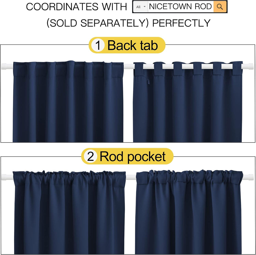 Nicetown Living Room Darkening Curtains - (Navy Color) W42 x L70, Set of 2, Home Decor Room Darkening Thermal Insulated Drapery Panels for…