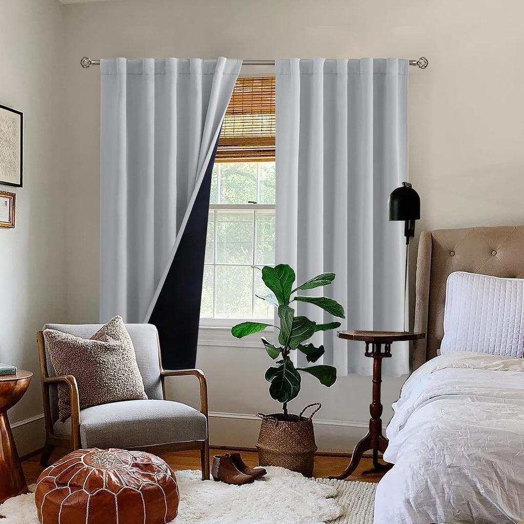 BGment Light Grey Blackout Curtains for Bedroom with Reducing Noise Liner, Insulating Curtains Rod Pocket and Back Tab Double Layer Full…