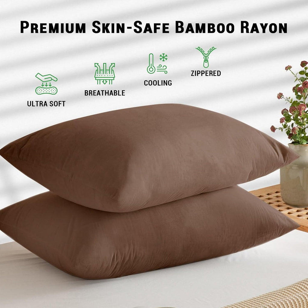Gogreen Bamboo Rayon Waterproof Pillow Protector, Breathable Pillow Cover, Cooling Pillow Case Protector with Zipper, Super Soft Pillow Cas…