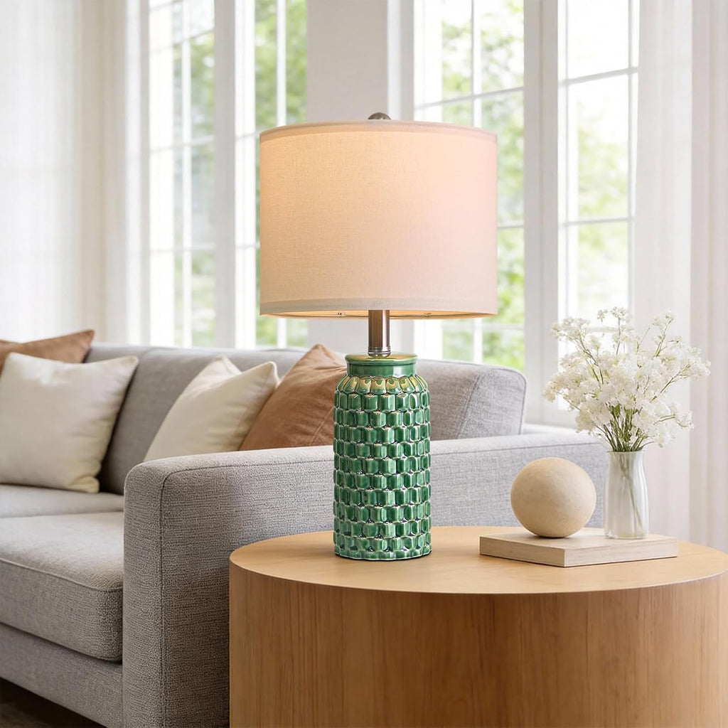 USumkky 20.5" Ceramic Table Lamps Set of 2 - Modern Farmhouse & Boho Style, Bedside Nightstand Lamps for Bedroom, Living Room End Table…