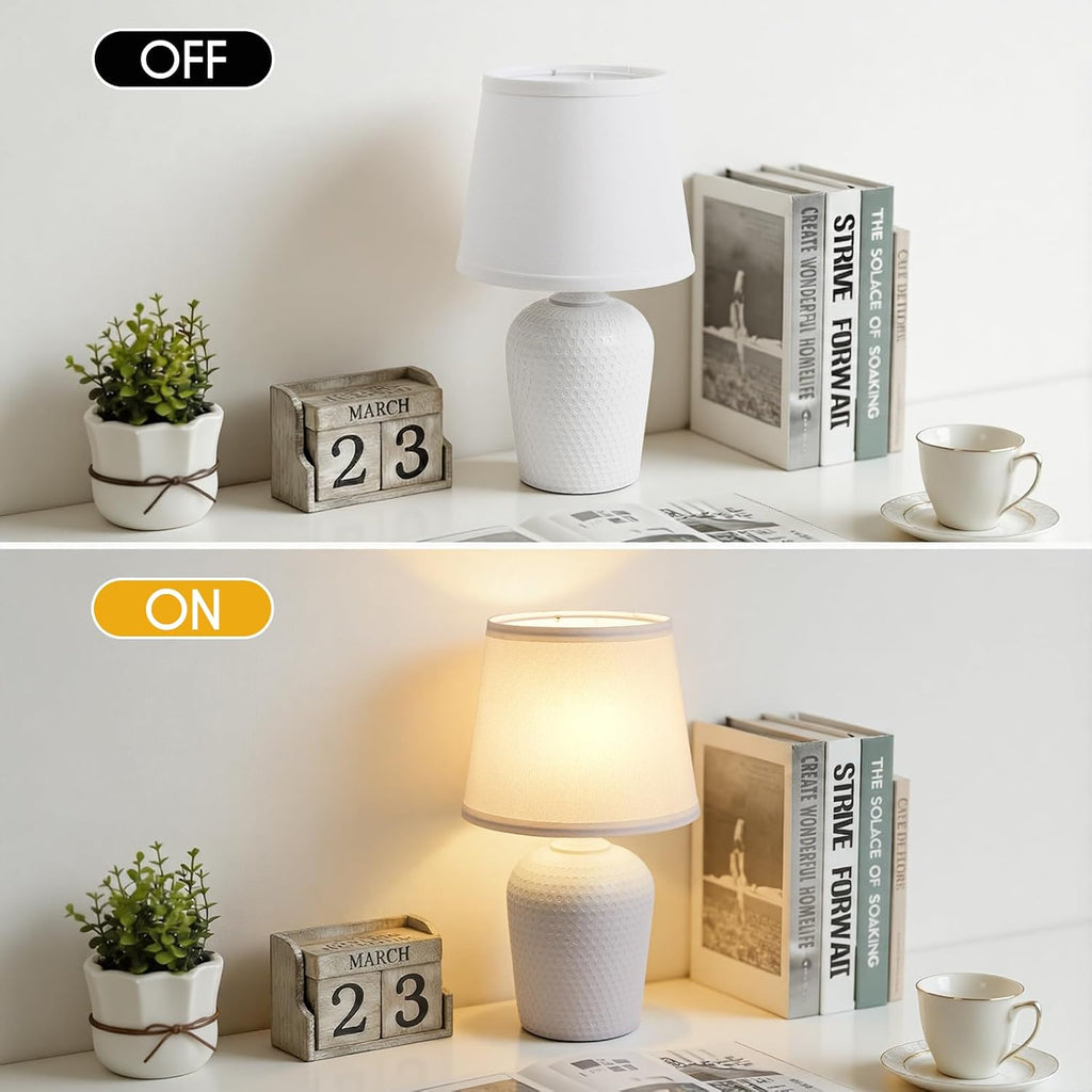 Sucolite 16'' Table Lamps Set of 2, Bedside Nightstand Lamps for Bedroom Kid’s Room, Cute Desk Lamps with Studded Texture Base for…