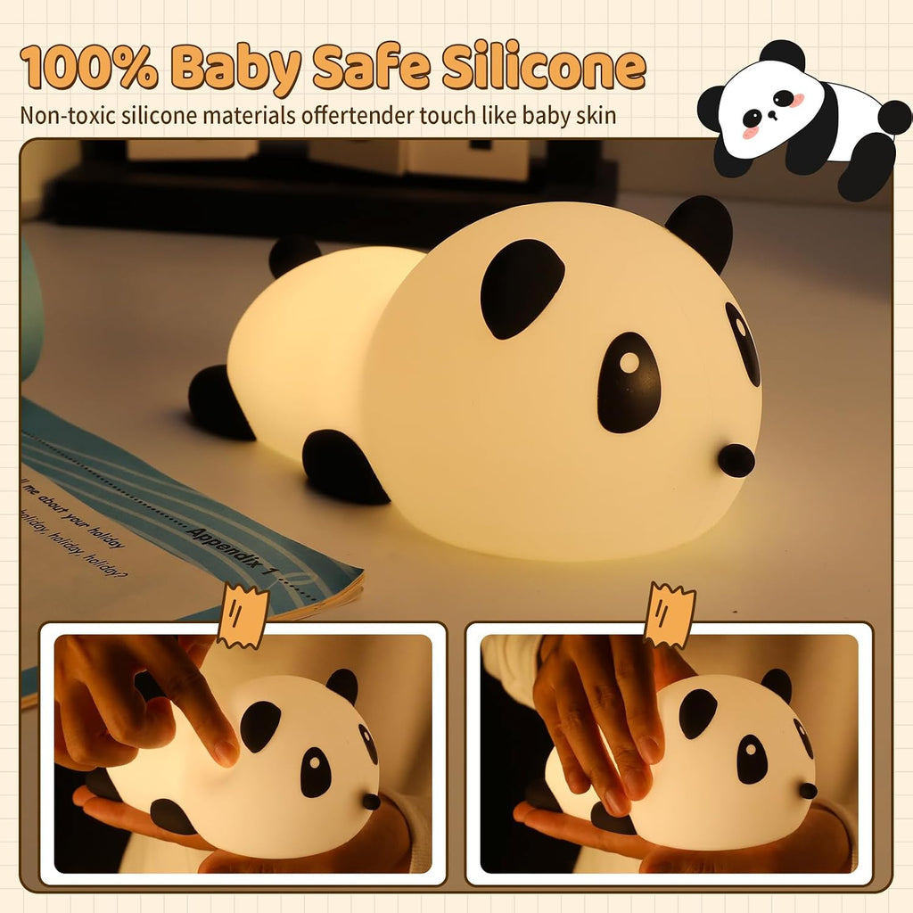 Saluoke Panda Night Light for Kids: Squishy Silicone Animal Light,7 Soft Colors, Tap Control, Rechargeable, Sleep Timer, Battery Baby Nightligh…
