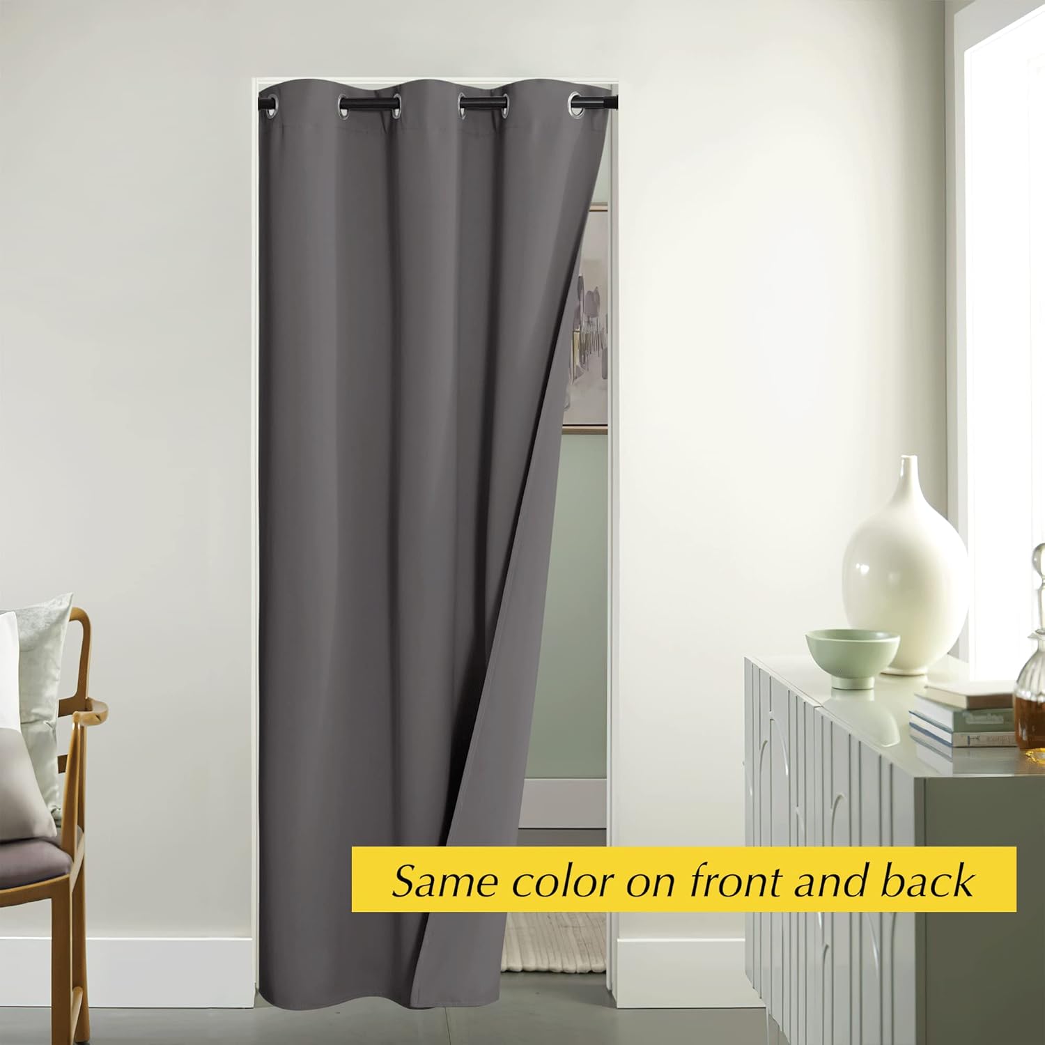 Nicetown Doorway Curtain - Grommet Closet Curtain for Door Window, Solid Front Door Curtain Room Darkening Thermal Insulated Temporary Wind…