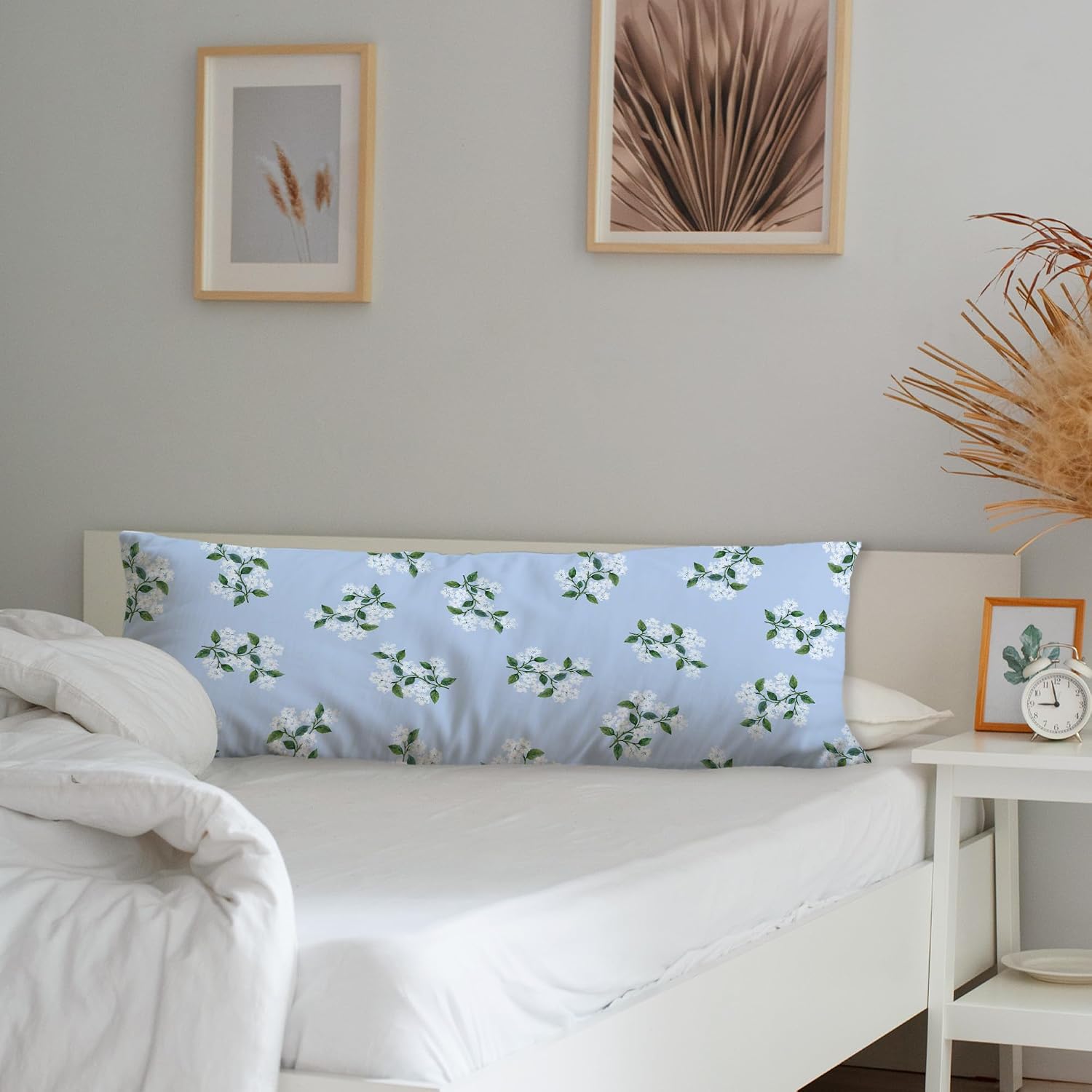 Blue Hydrangea Chinoiserie Body Pillow Covers 20x54, Grandmillennial Home Decor, Girly Aesthetic Hydrangea Floral Long Body Pillow Case…