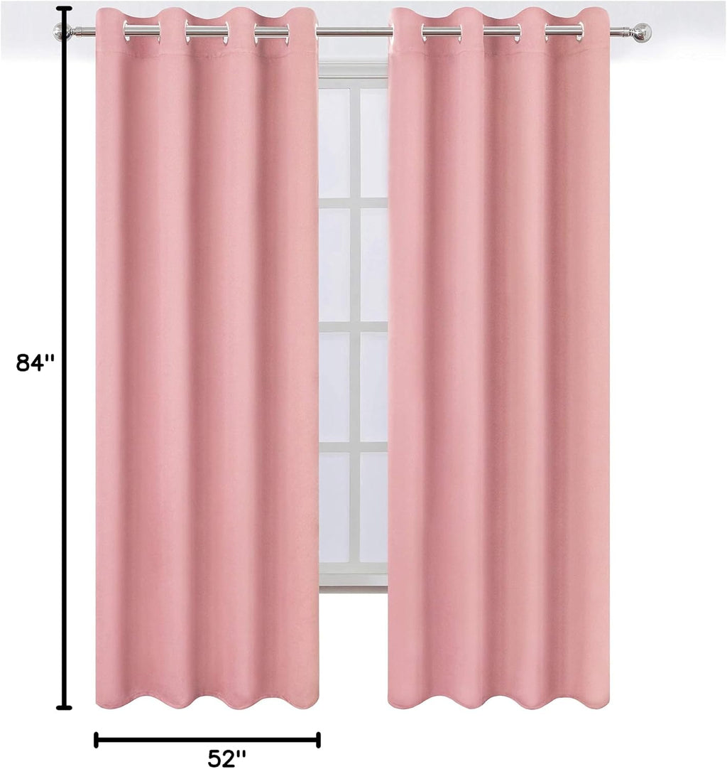 Lemomo Baby Pink Bedroom Blackout Curtains/52 x 84 Inch Long/Set of 2 Curtain Panels/Thermal Insulated Room Darkening Curtains for Bedroom…