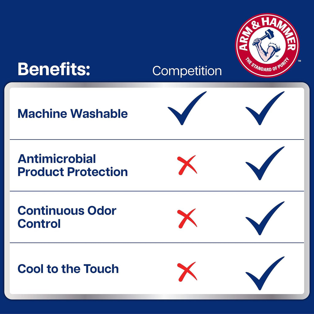 Armhammer Arm & Hammer Cooling Comfort Zippered Pillow Protector, 2-Pack, Standard/Queen White