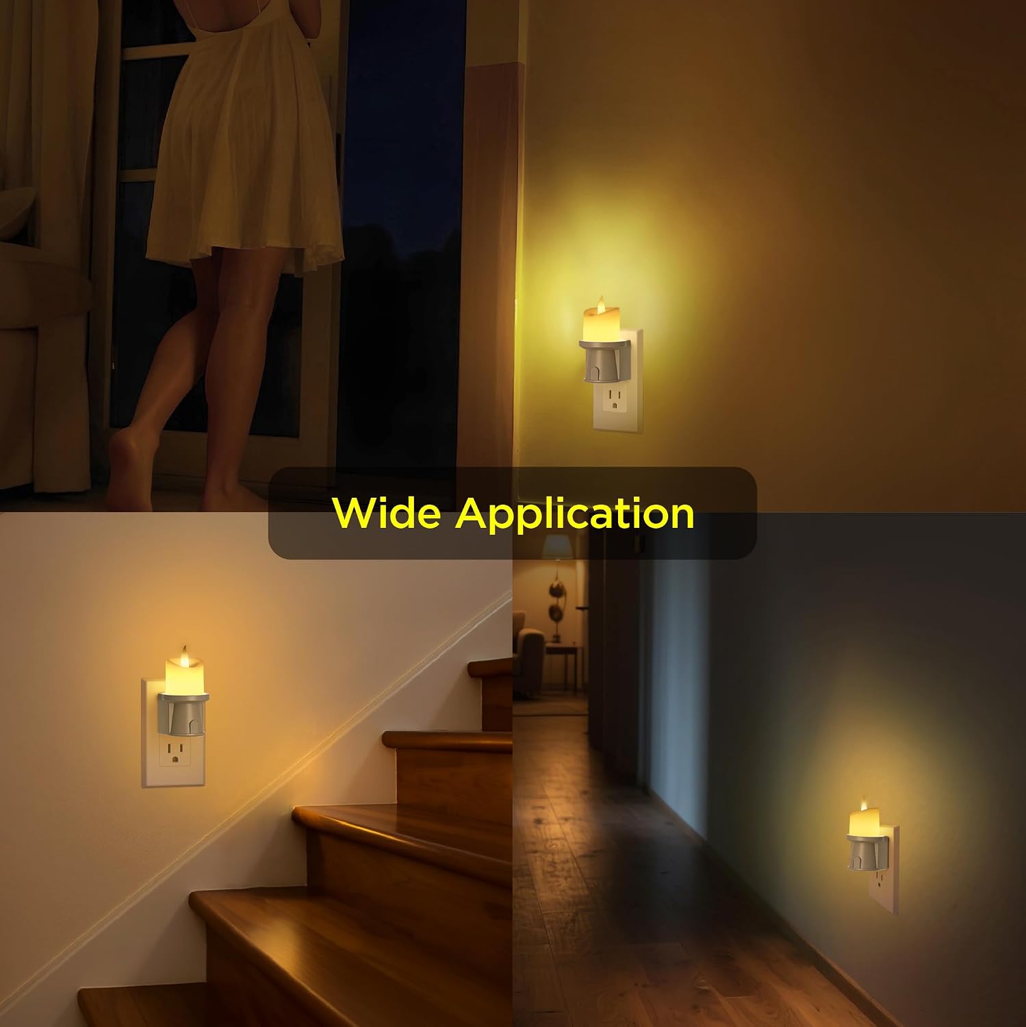 2-in-1 Plug in Night Light (1 Pack) - Dual Mode: Auto Sensor & Remote Timer - Boho Neutral Beige Candle Nightlight for Nursery, Bedroom…