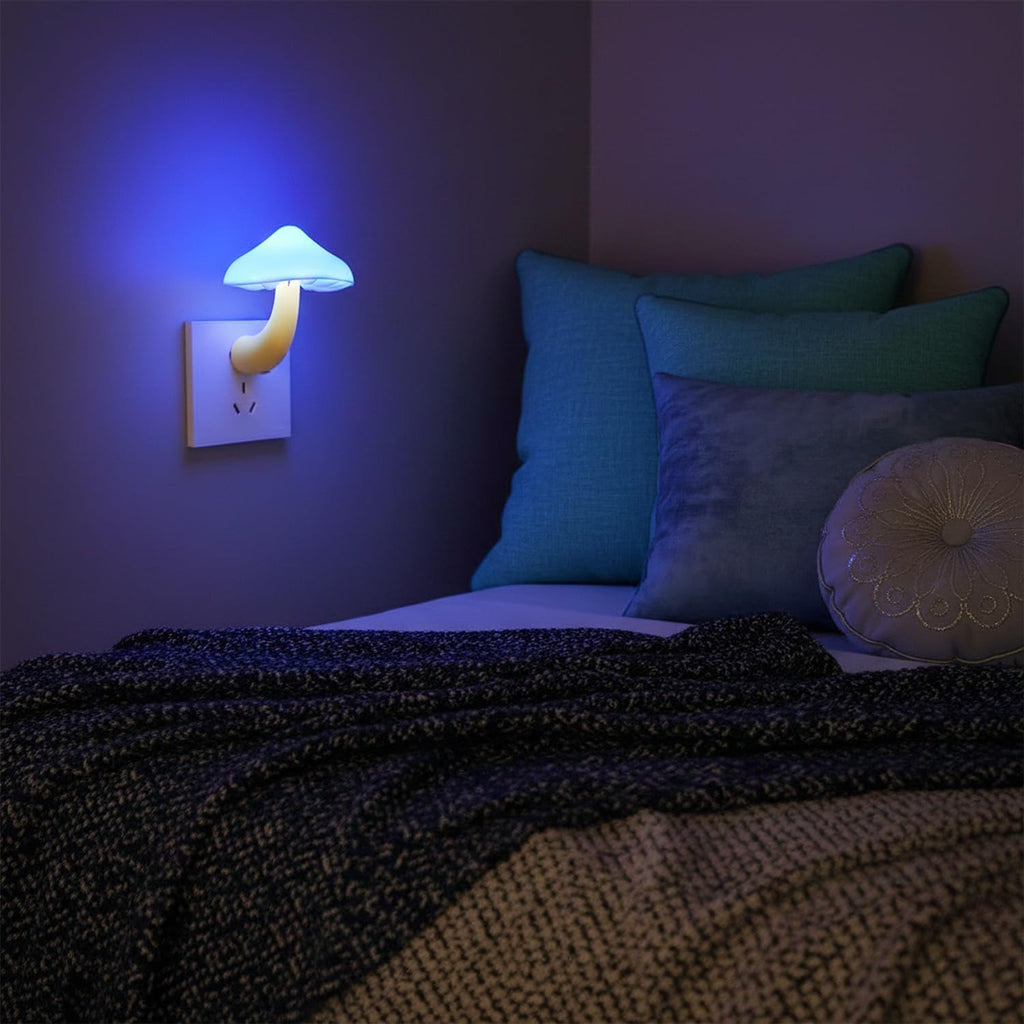 APAKI LED Mushroom Night Light Plug in Lamp,3 Pack Light Sensor Blue Night Lights Plug into Wall, Dusk to Dawn Sensor NightLight for…