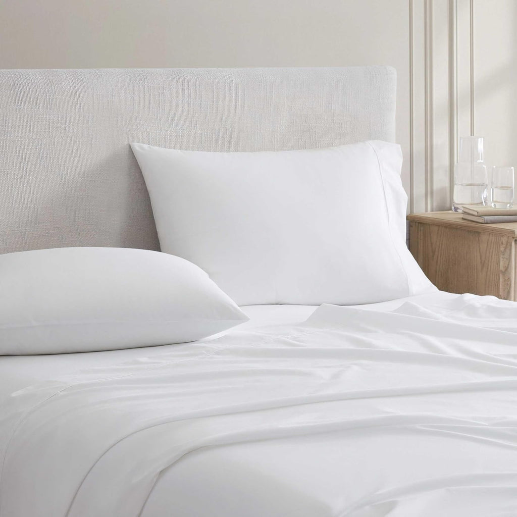 MarthaStewart Martha Stewart - King Size Sheets Set, Crisp & Tailored Cooling Sheets w/a Naturally Smooth Cotton Percale Lightweight Feel -…
