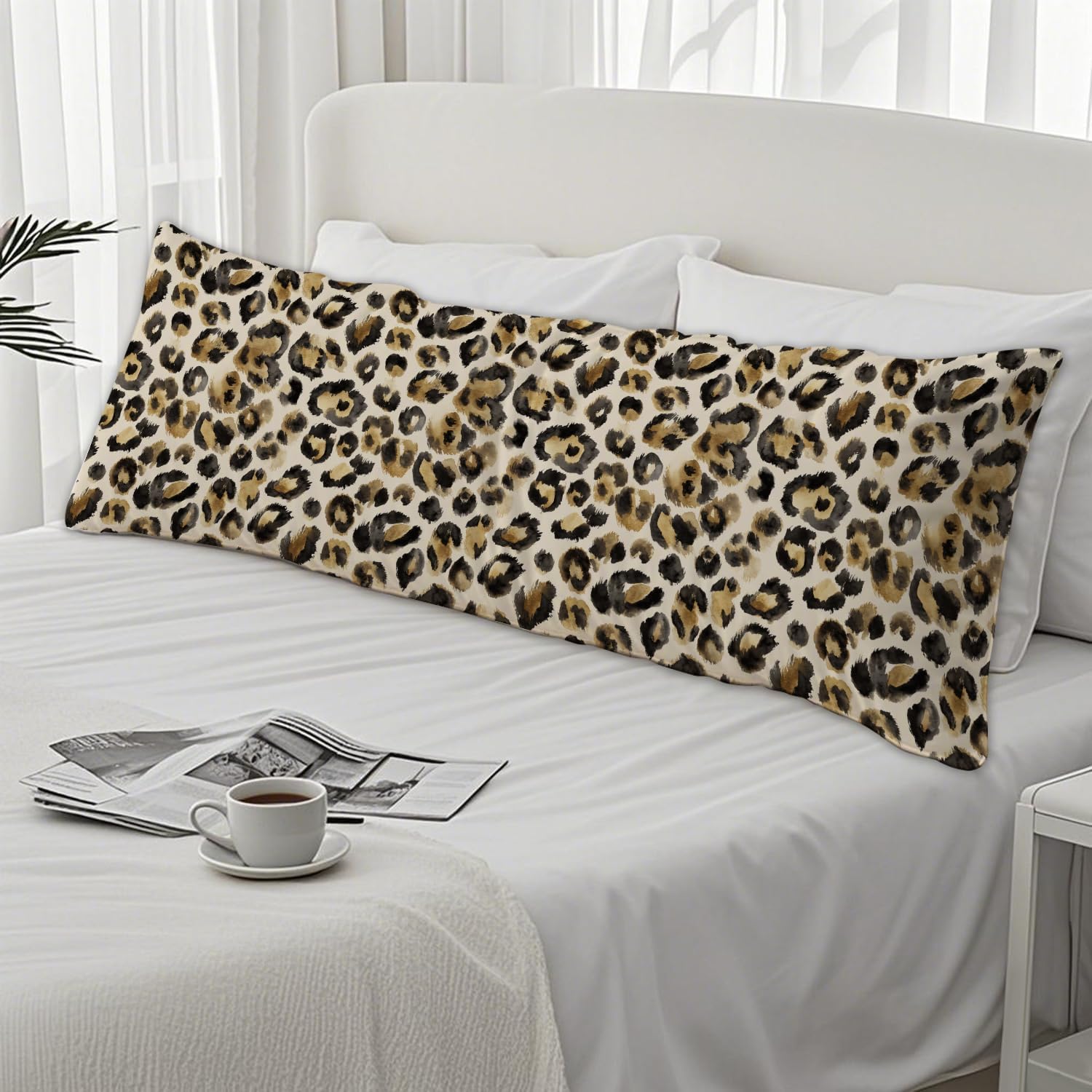 Black and Gold Leopard Print 20x54 Body Pillow Cover, Cheetah Print Room Decor, Funky Y2k Cheetah Print Decorative Long Body Pillow Cases…