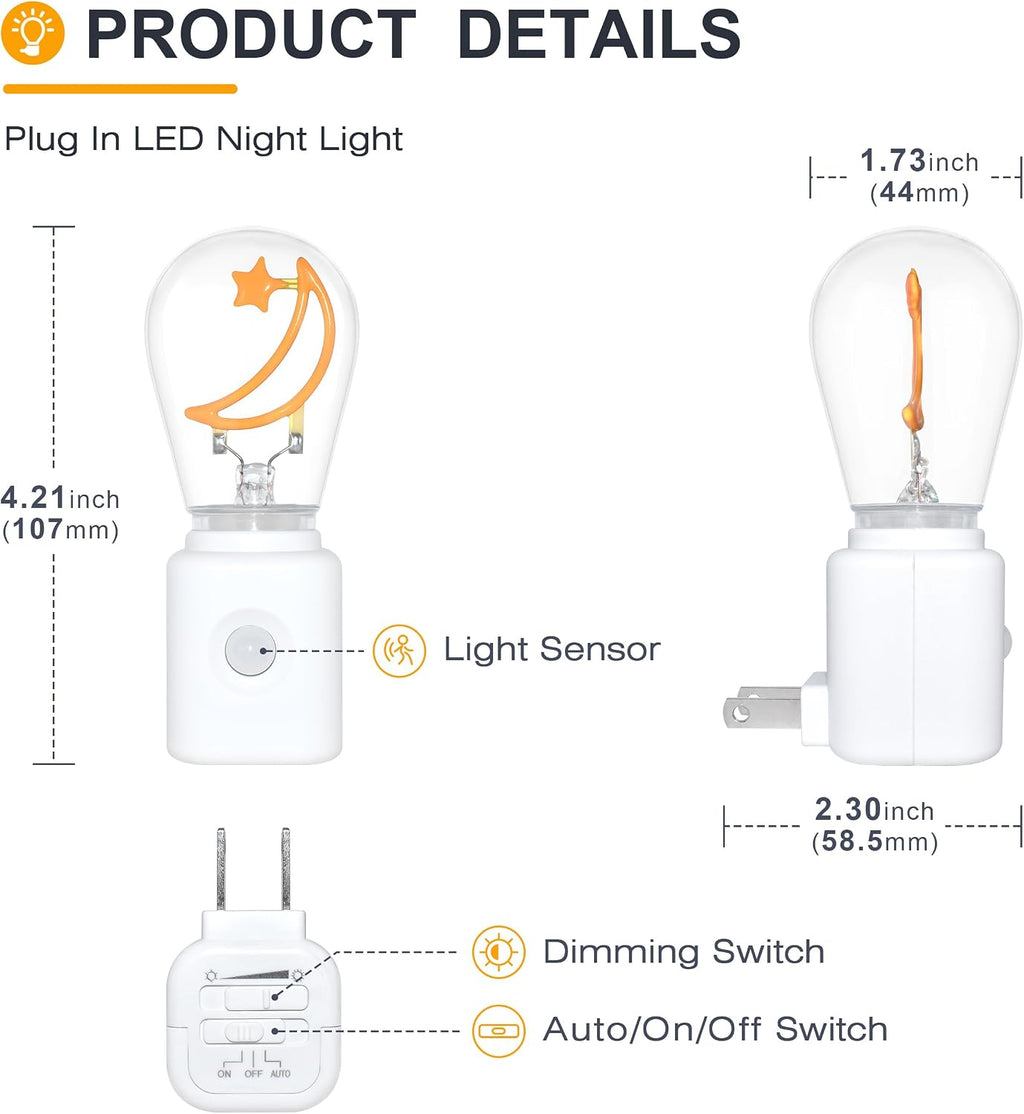 LED Motion Sensor Night Light, [1 Pack] Motion Activated Night Light, 2200K Amber, Adjustable Brightness, Motion Sensor Light Indoor Plug…