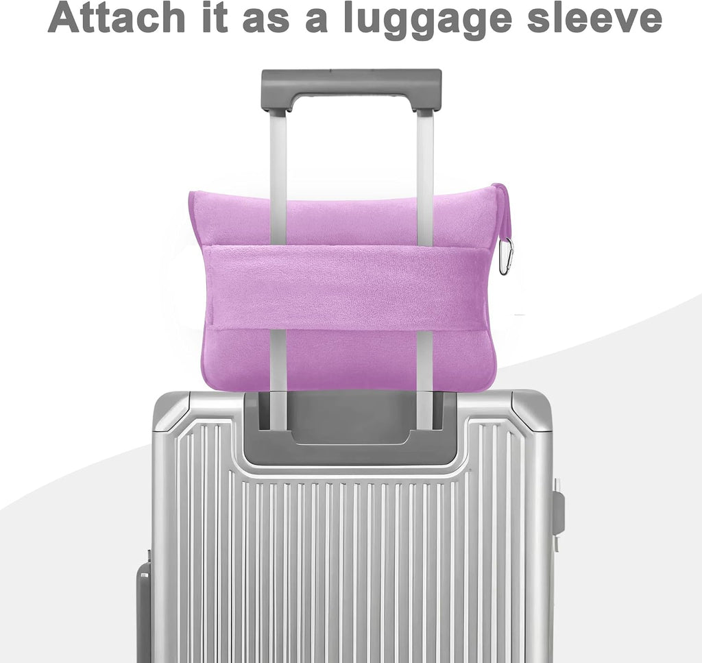 JungleStar Travel Blanket and Pillow Compact, Soft 2 in 1 Airplane Blanket with Soft Bag Pillowcase, Hand Luggage Sleeve and Backpack Clip (…