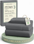 LaneLinen LANE LINEN 100% Organic Cotton Twin XL Sheets Set, Hotel Like Crisp Percale Low Pill Fade Resistant Reinforsed Seam Cotton Sheets…