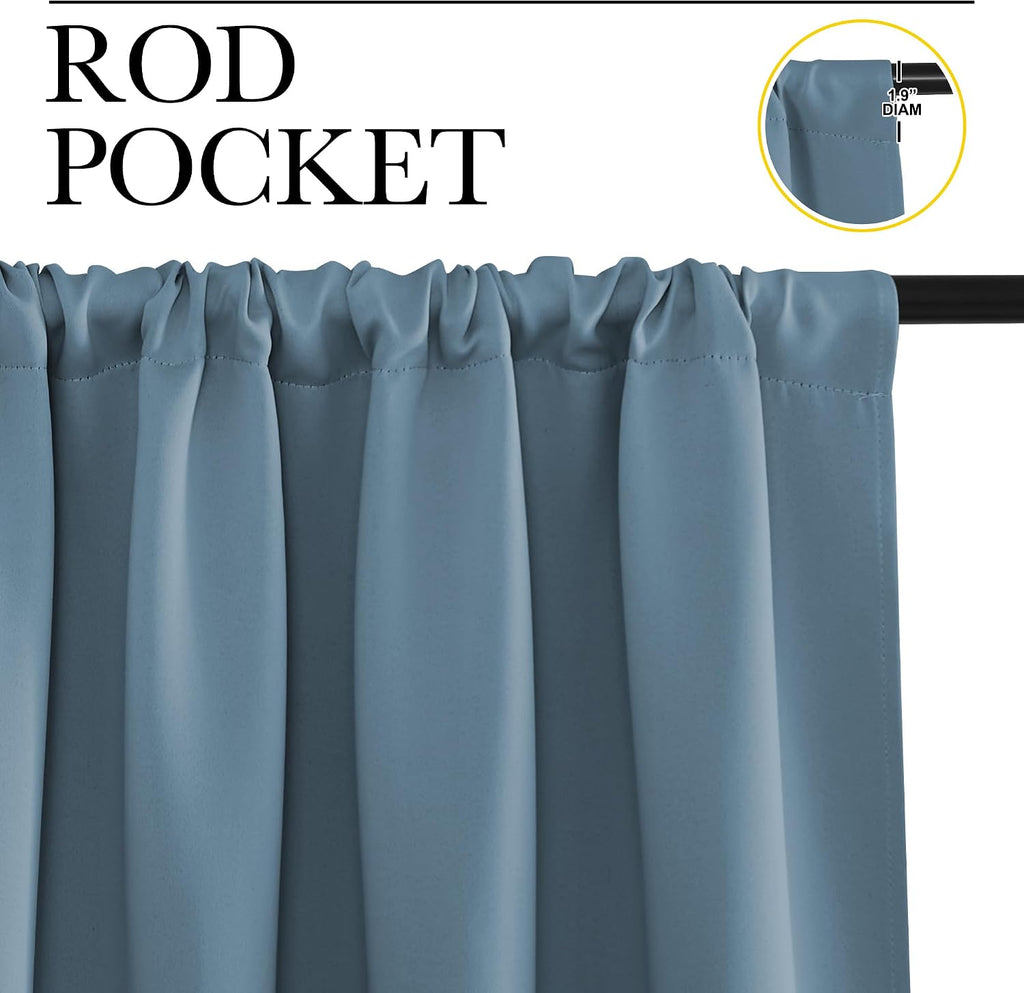 NICETOWN 2 Panels Blackout Curtains, Rod Pocket Thermal Insulated Curtains for Bedroom, Room Darkning Shading Blinds Modern Home…