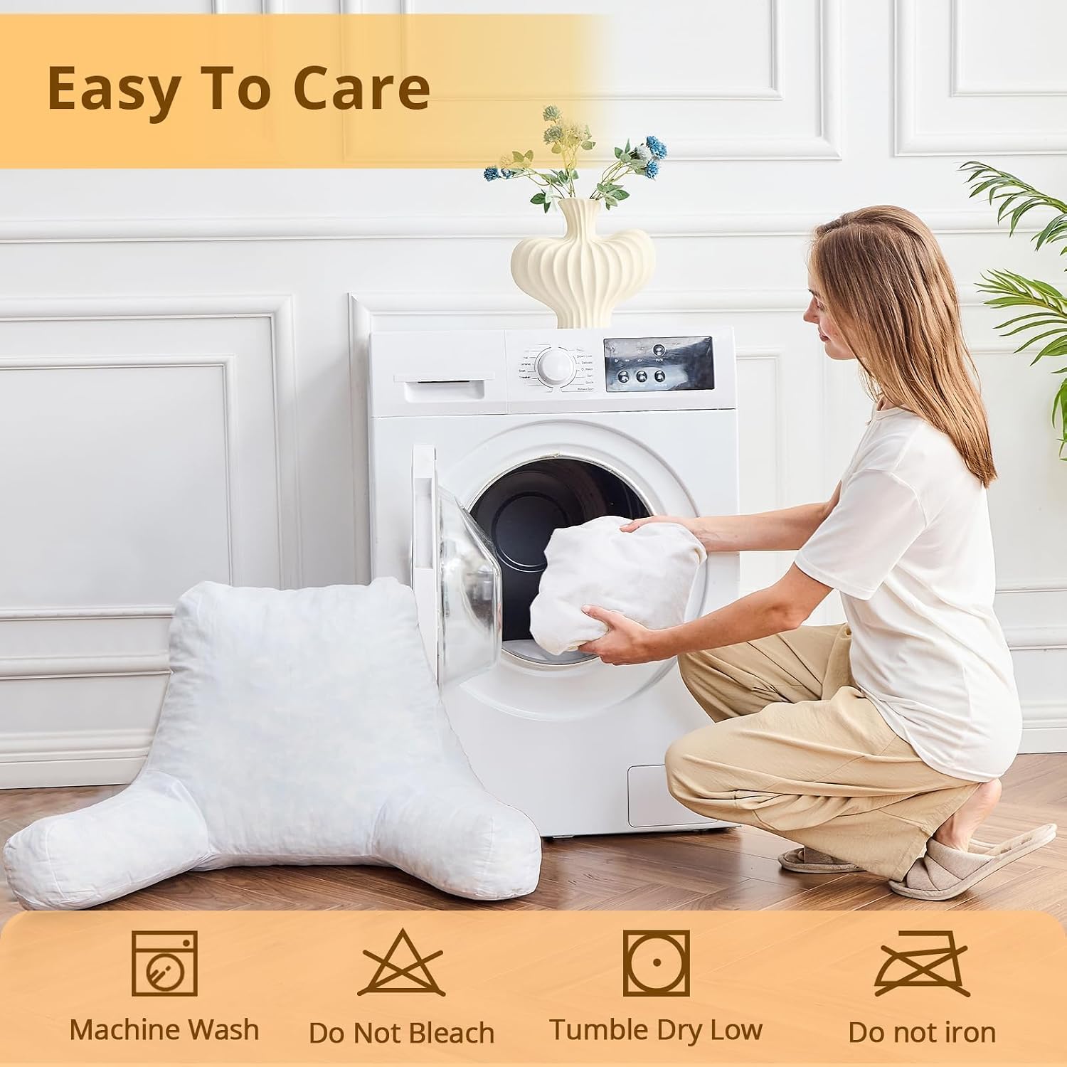 Sasttie Reading Pillow, Velvet Back Pillow for Bed Sitting Up, Adult Back-Rest Support Cushion with Arms for Sit Up on Couch, Sofa, and…