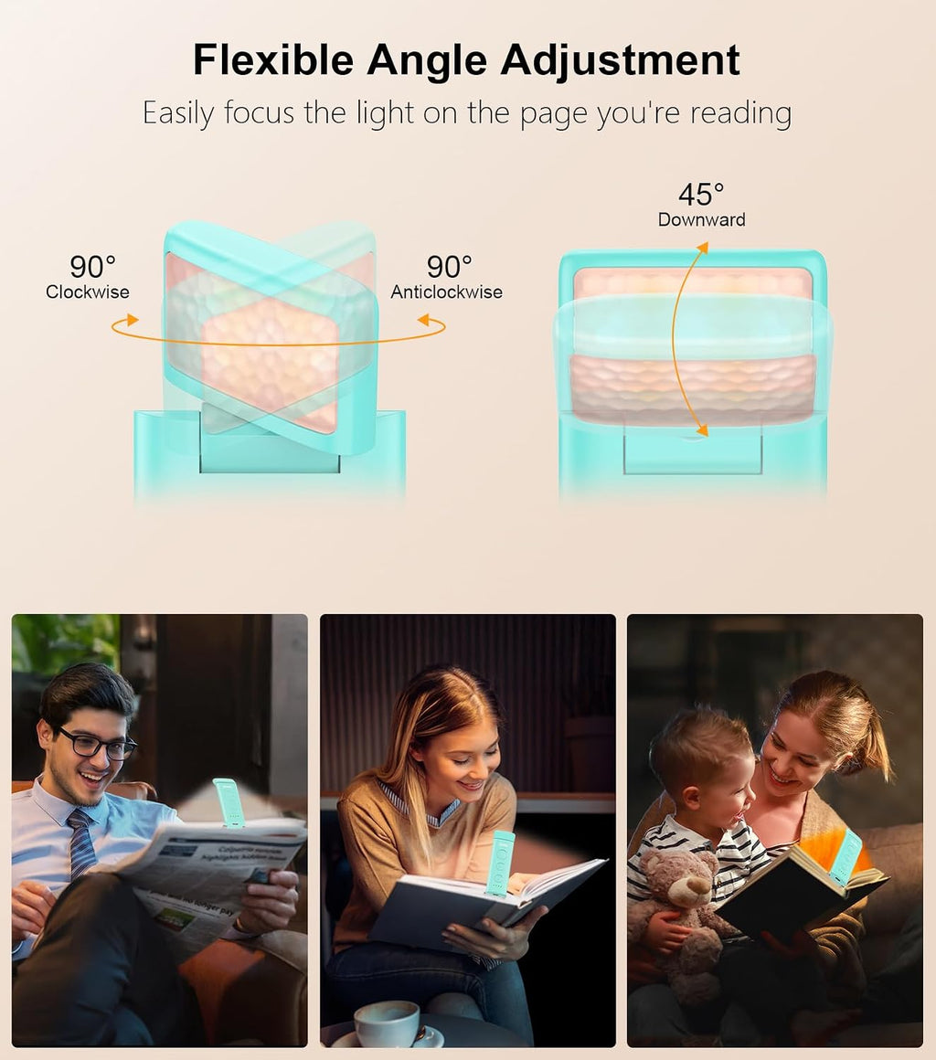 Gritin Book Light Rechargeable, Eye Caring 3-Color & 5-Brightness Clip on LED Reading Light for Books in Bed- Stepless Dimming, Long…