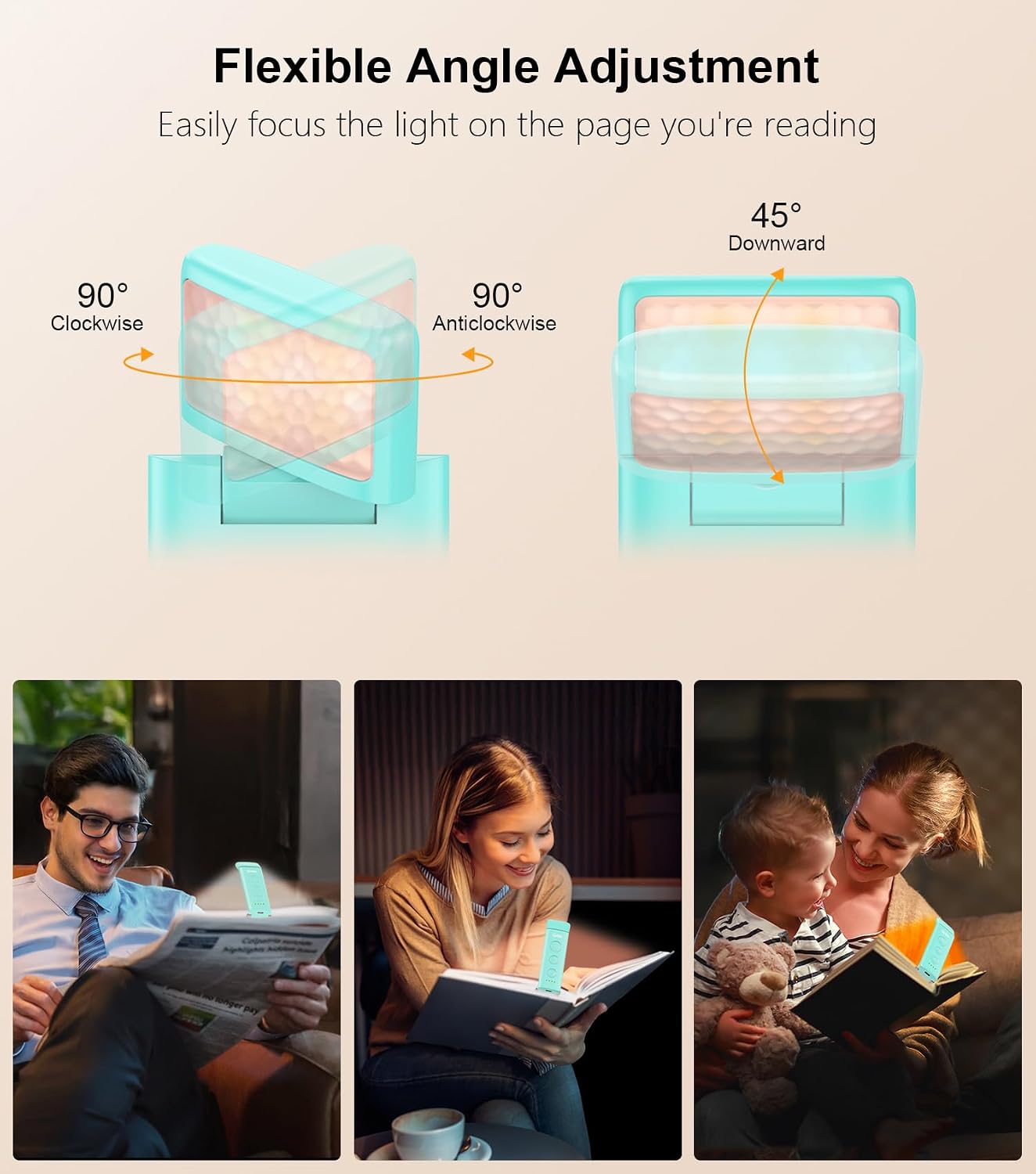 Gritin Book Light Rechargeable, Eye Caring 3-Color & 5-Brightness Clip on LED Reading Light for Books in Bed- Stepless Dimming, Long…