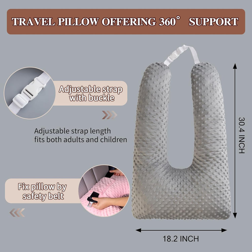 Travel Pillow for Kids Adult in Car - Pillow for Car Sleeping Ultra Large U Shaped with Removable Soft Cover Support Fix Neck and Body…