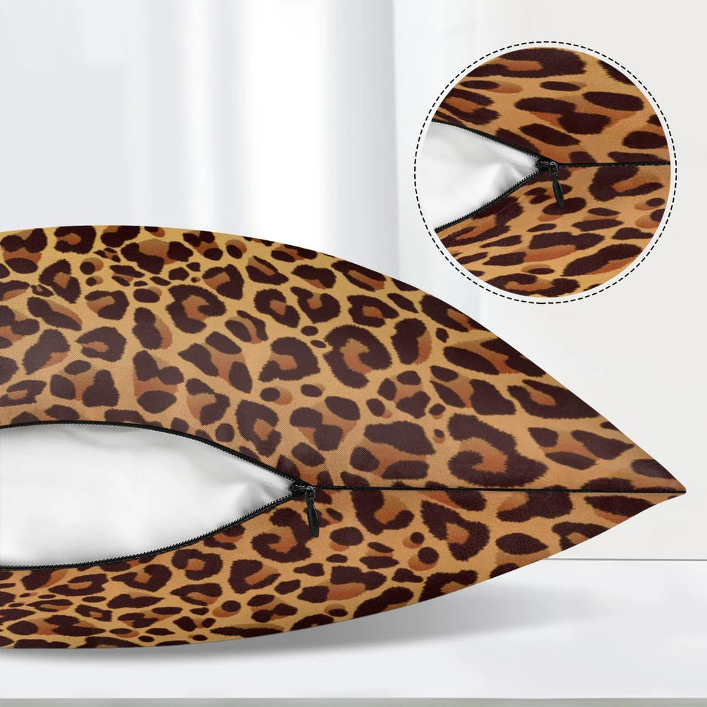 Leopard Design Body Pillow Covers Decorative Soft Bedding Satin Pillowcase with Zipper Closure Cooling Breathable Long Pillow Case-21"x 54"