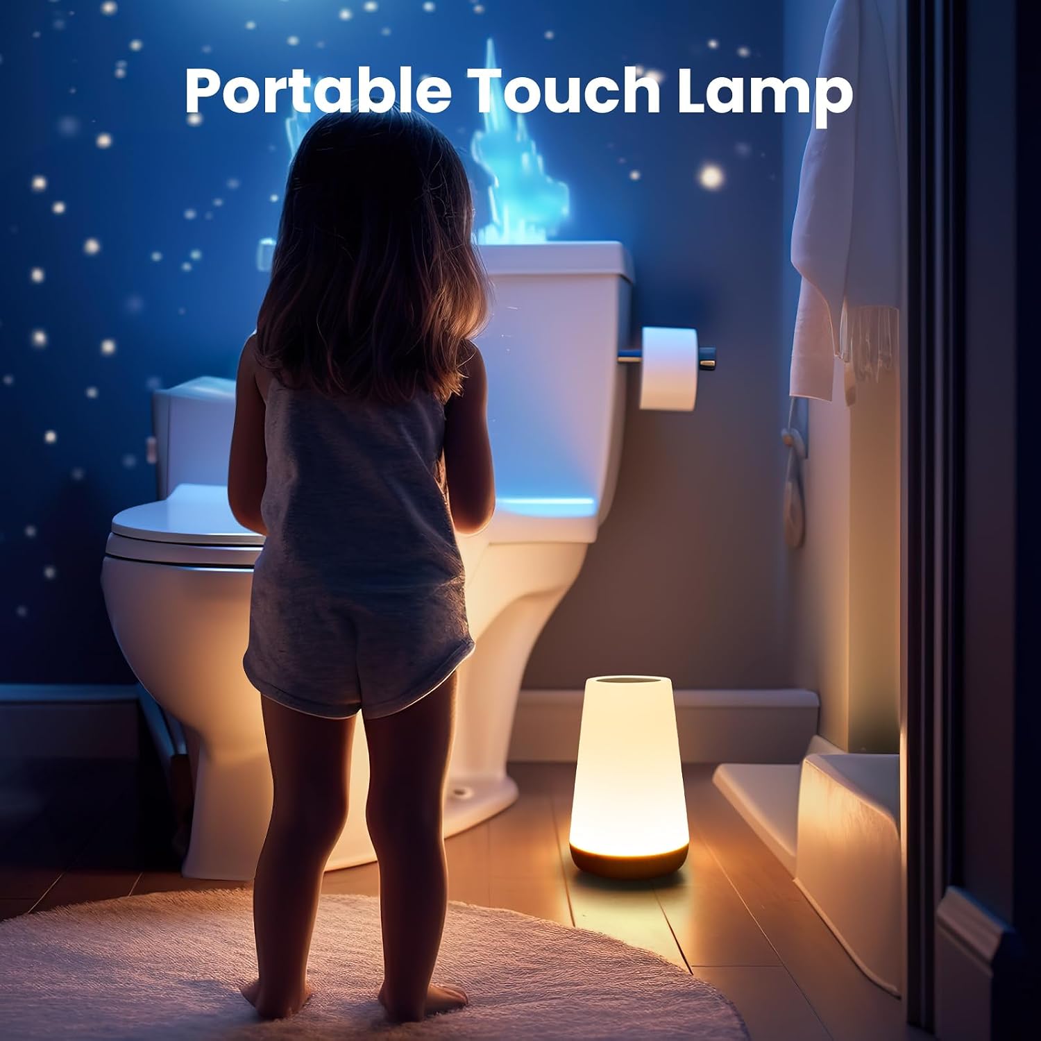 THAUSDAS Night Light, Dimmable Touch Lamp for Bedroom, Portable Table Bedside Lamp, 5 Brightness 13 RGB Colors, Night Lights for Baby…