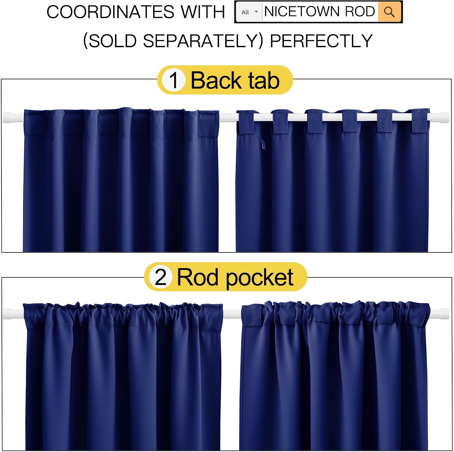 NICETOWN RV Curtains for Camper Windows - (Royal Blue Color) 42x50 Inch, 2 Panels Set, Thermal Insulated Room Darkening Blackout…