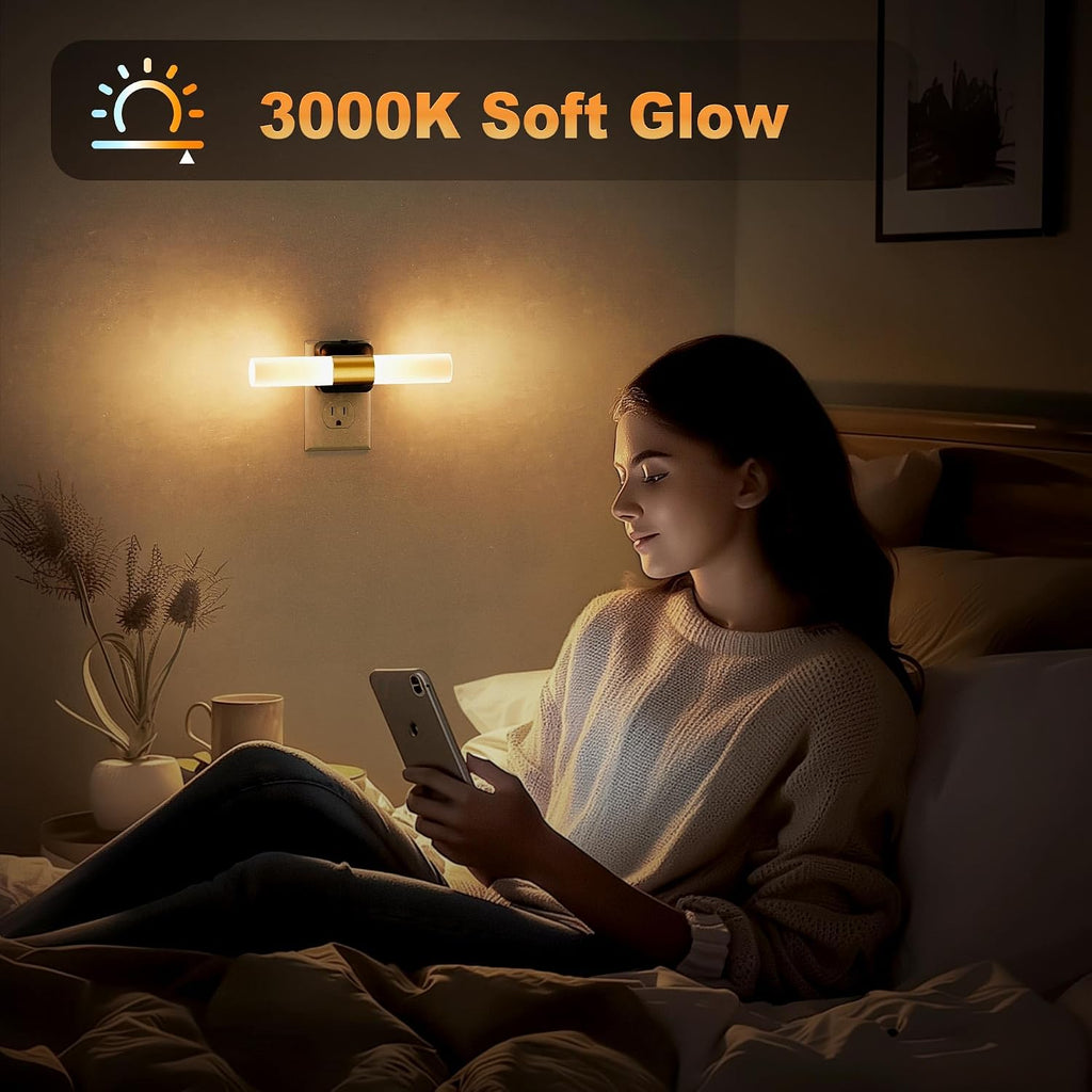 JandCase LED Night Light, 2 Pack Night Lights Plug into Wall, 3000K Soft White, 0-100LM Adjustable Brightness, 180° Rotating Plug in…