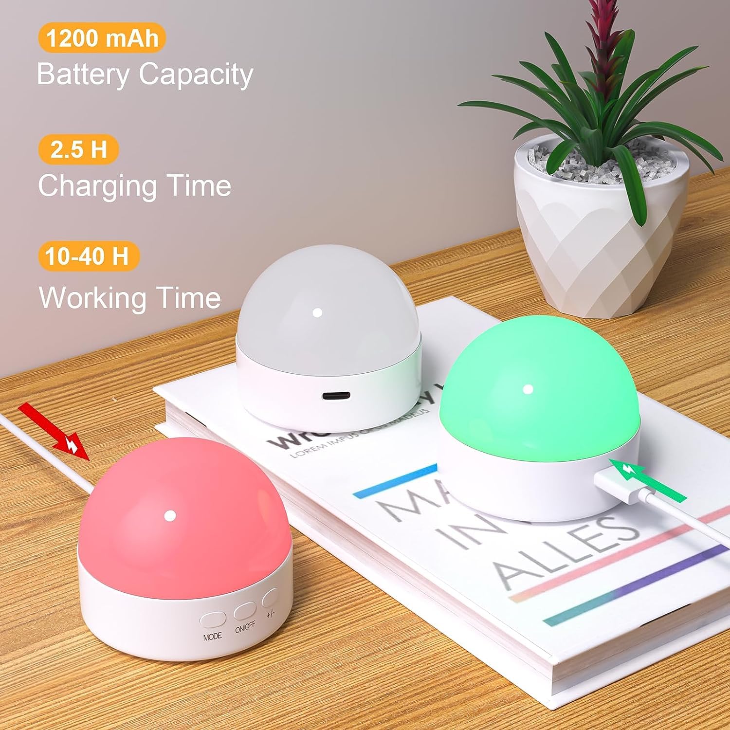 Kintion Night Light, Dimmable 8 Color Portable LED Night Light, 1800mAh Rechargeable Nursery Light Lamp, Soft Eye Caring Warm White, White,…