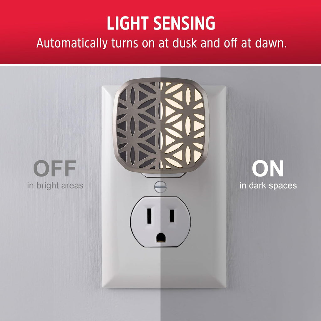 Energizer LED Floral Decorative Night Lights Plug into Wall Home Decor Apartment Essentials Ambient Lighting Nightlight Brushed Nickel…