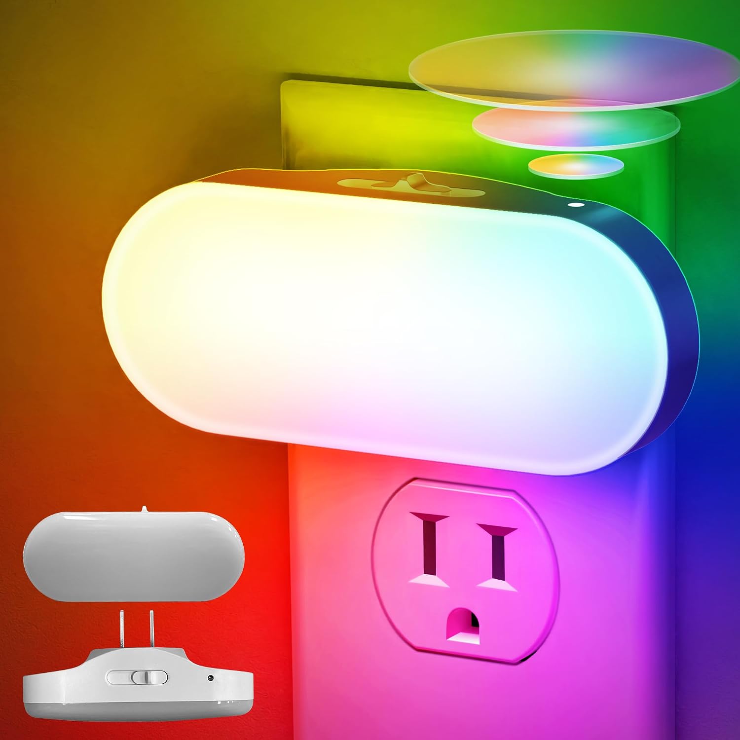 DORESshop RGB 120V Night Lights Plug into Wall, 0.7W LED Night Light for Kids Room, Bathroom Night Light, Stair Lights, Hallway Light…