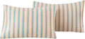 ECOCOTT Striped Pillowcases Standard Size Set of 2, 100% Washed Cotton Pillow Cases with Envelope Closure, Blue&Brown Ticking Stripe…