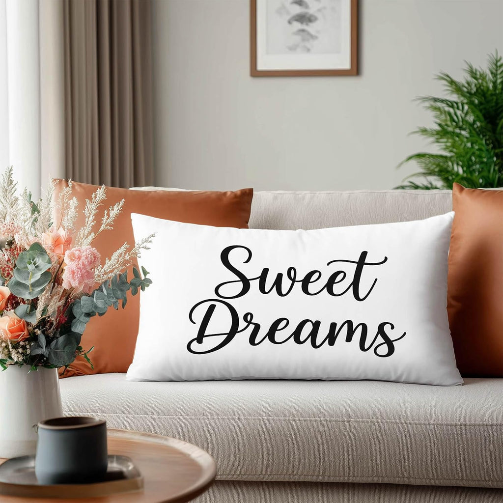 HOMETITUTE Pillow Covers Decorative Pack of 2 Satin 12x20 Inch Sweet Dreams Art Lumbar Throw Pillow Cases for Sofa Couch Living Room…