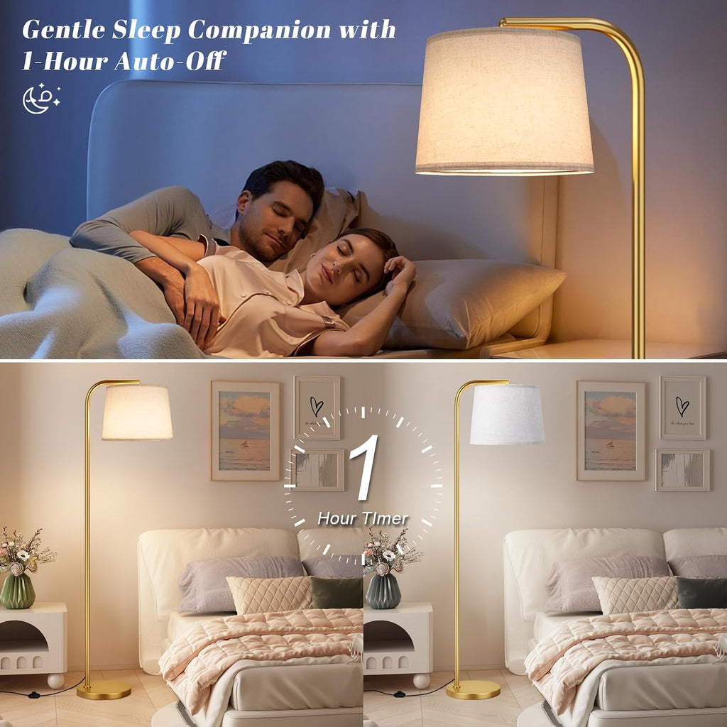 Ambimall Remote-Controlled Floor Lamp - Color Temperature Adjustable and Fully Dimmable, Standing Lamp for Living Room with Rotating…
