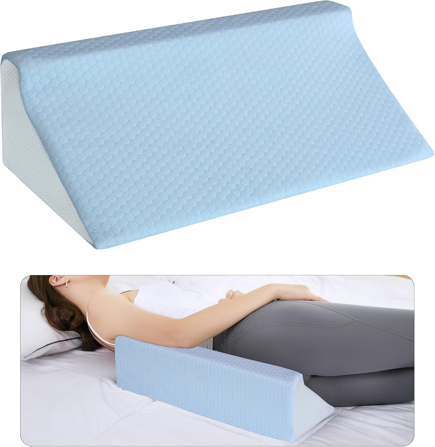 Wedge Pillow for Side Sleeping, Memory Foam Back Pillow Positioners for Side Sleeper, Preventing Bedsores, After Surgery, Pregnancy…