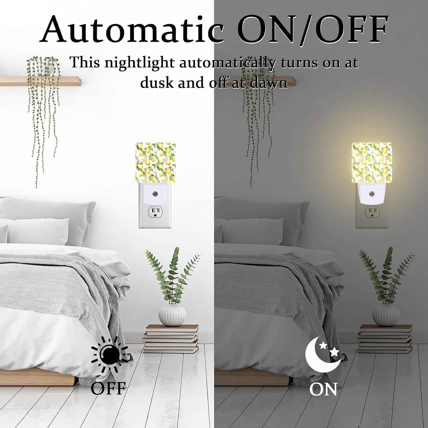 Lemon with Flowers Night Light, Fresh Lemon Fruits Floral Dusk to Dawn Night Light Plug in,0.5w Energy Saving Sleep Friendly Nightlights…
