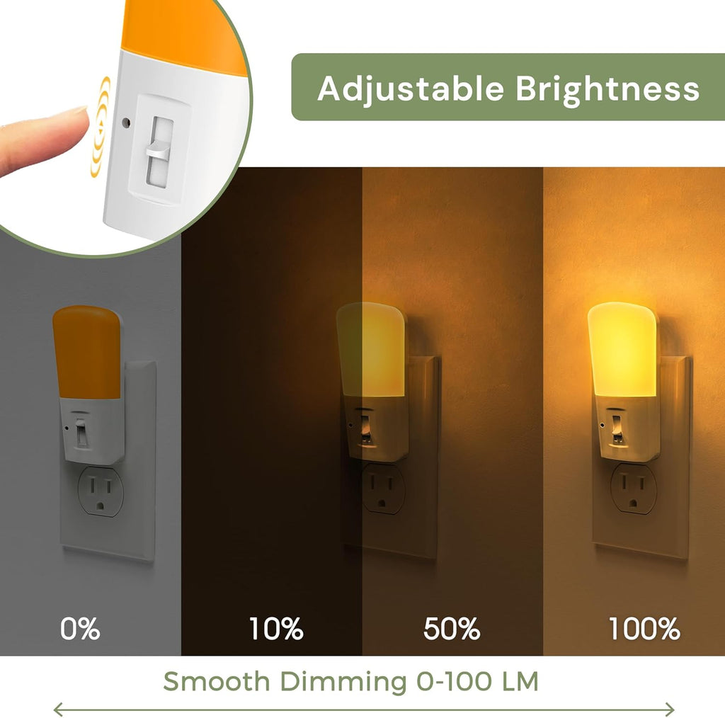 LOHAS-LED Amber Night Light, Dimmable Plug in Night Light with Light Sensor, Yellow Kids Nightlights, 5-80LM Sleep Light for Nursery…