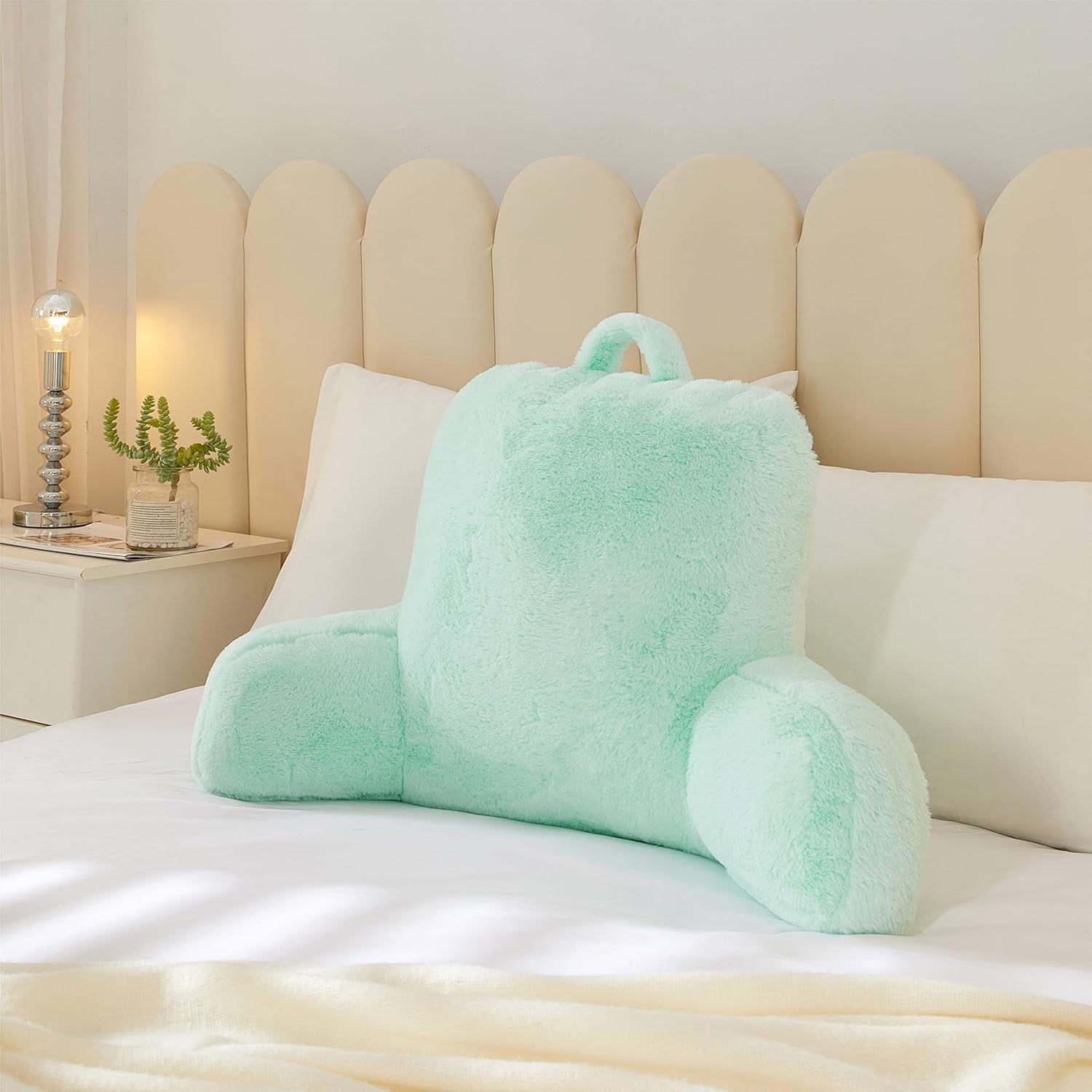 Urban Lifestyle Rabbit Faux Fur Backrest Pillow, Mint