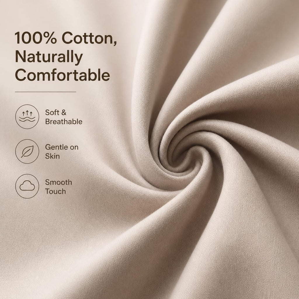 Evolive 100% Cotton Body Pillow Cover 21"x54", 300 Thread Count Soft Breathable Pillowcase with Hidden Zipper, Smooth Durable Replacement C…