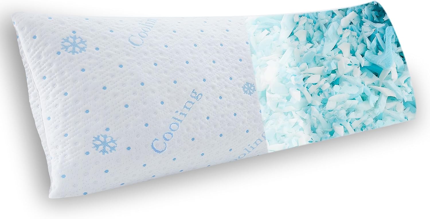 Dreamood Cooling Body Pillow Firmer 3200g 100% Shredded Memory Foam Body Pillows for Adults Side Sleeper Pregnancy Full Body Pillow 20x54 i…