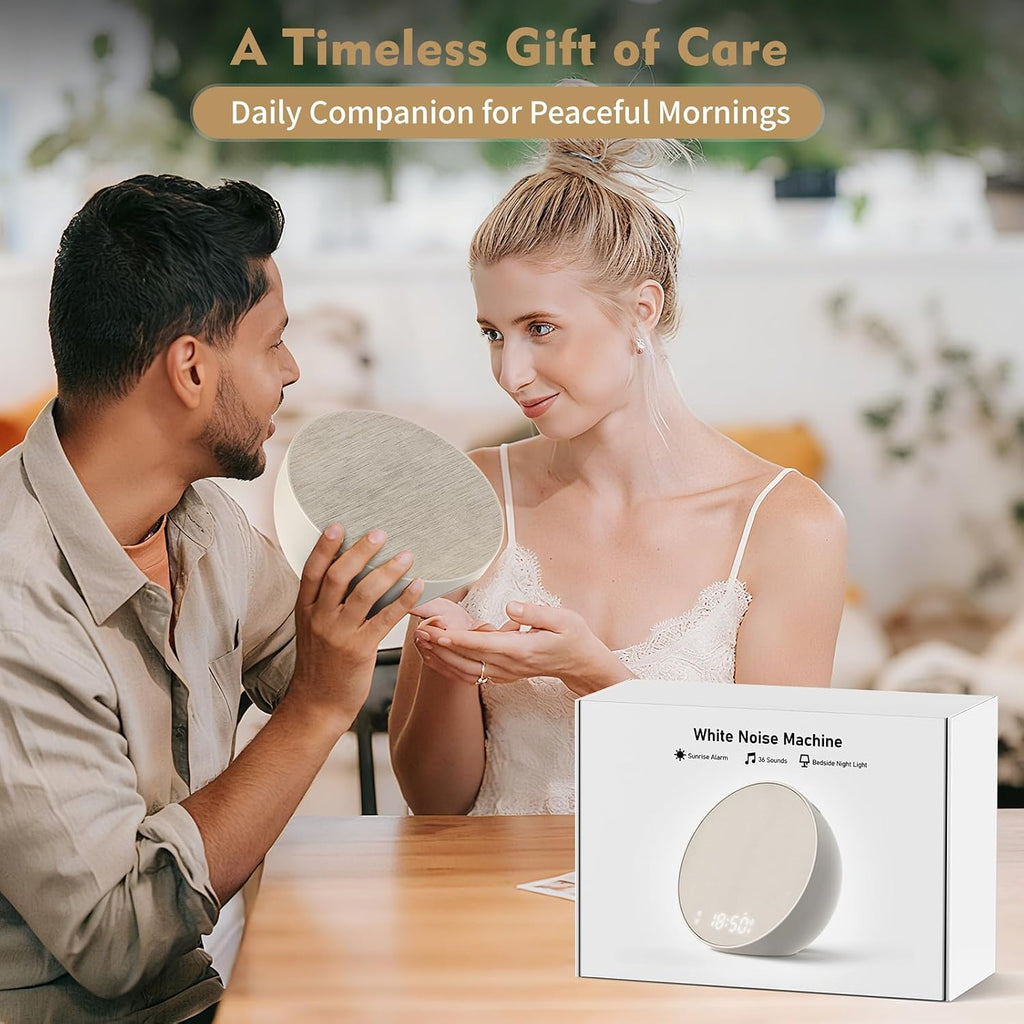 Tap-to-Snooze Sunrise Alarm Clock with Sound Machine, 36 Sounds White Noise Machine for Sleeping Adults, Gradual Sunrise Clock with…
