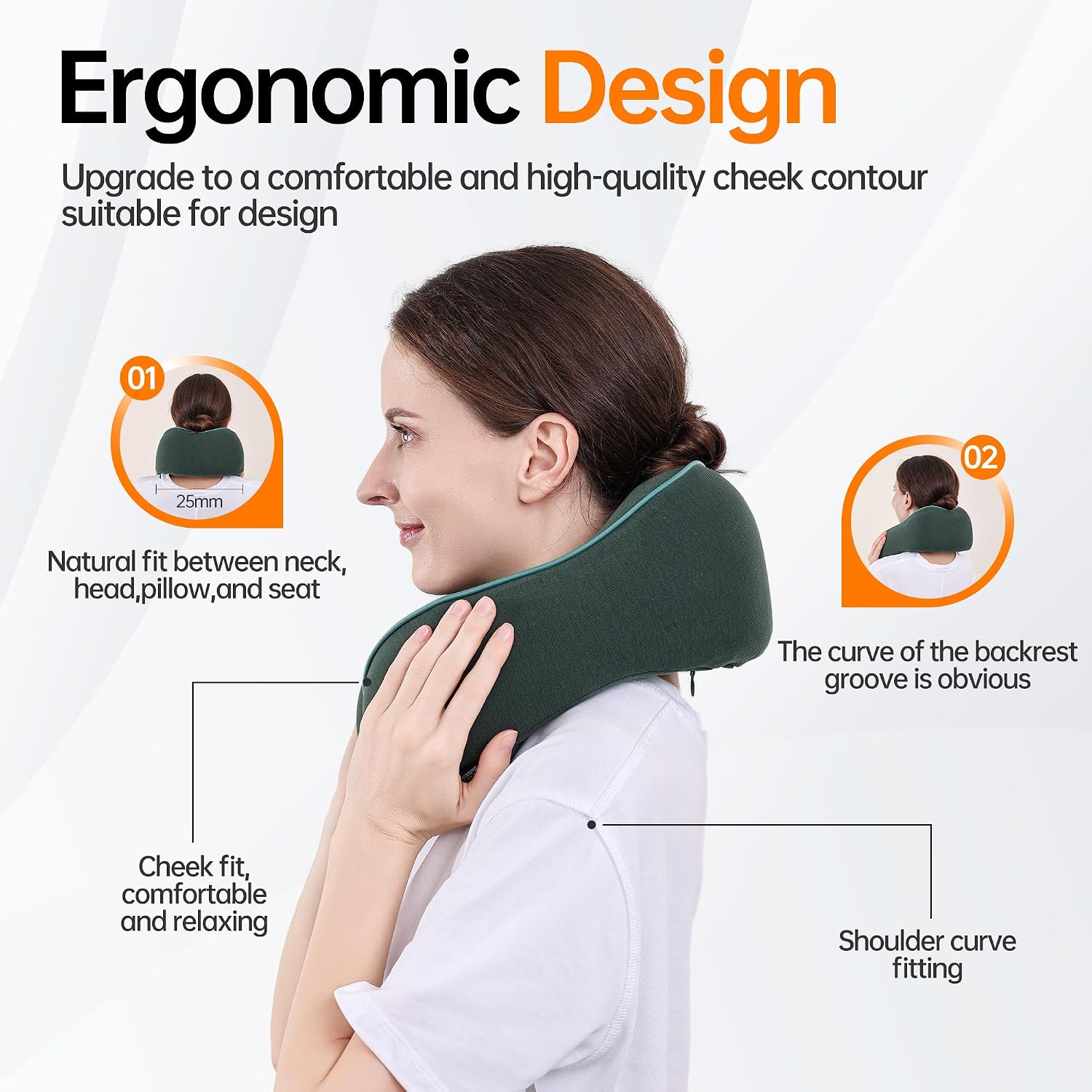 MANXUEKAI Travel Neck Pillow 100% Pure Memory Foam Travel Pillow for Sleeping on Airplane, Car, Train, Bus, Office and Home Use, Washable…