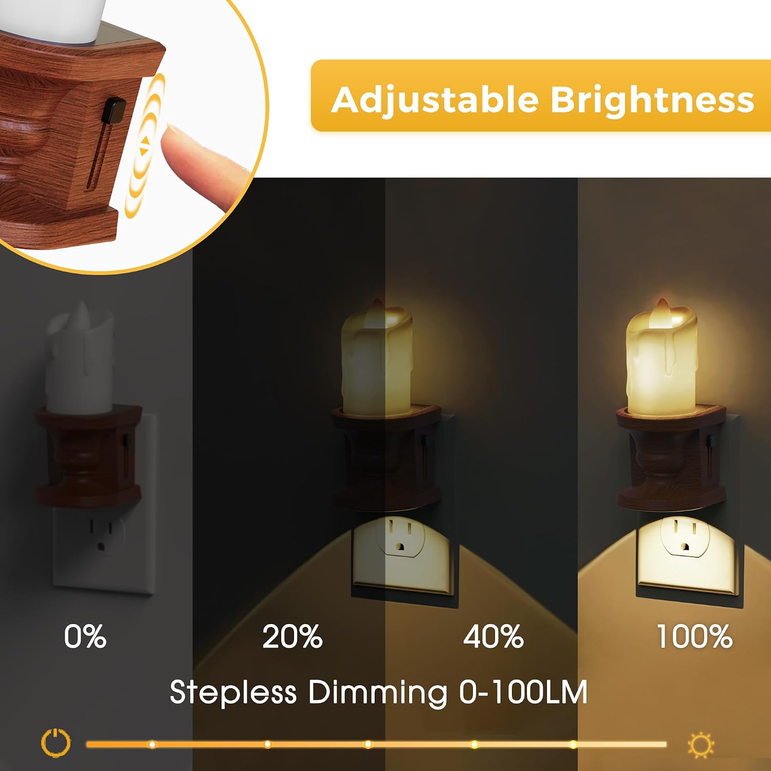 L LOHAS LED Night Light,[2-Pack] Flameless Candle Night Light with 3 Lighting Model, Dusk to Dawn Sensor, Brightness Adjustable,3000K Soft…